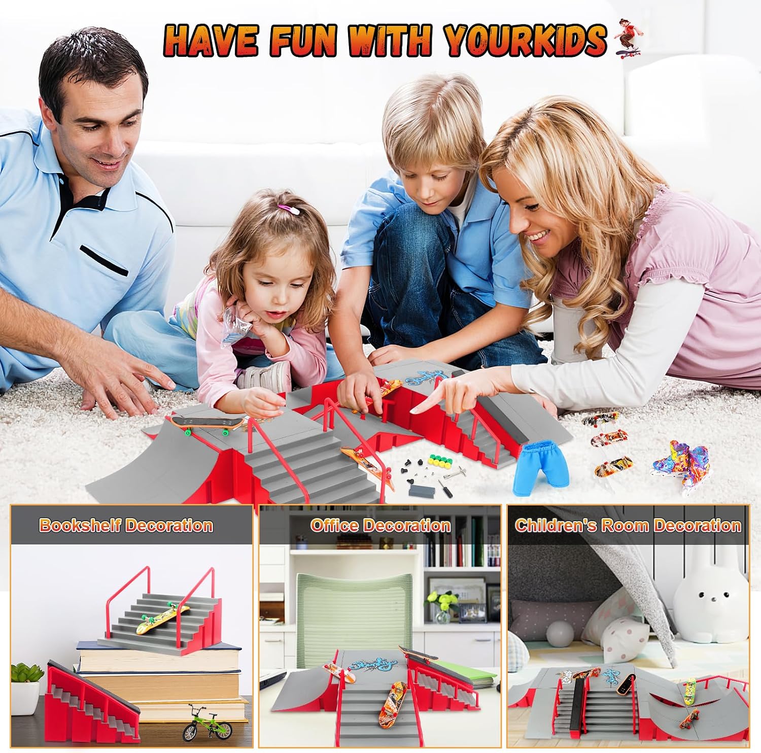 Thumbnail 3 de CS COSDDI Mini Finger Skateboards Ramp Accessories Set – DIY Fingerboard Park for Creative Play