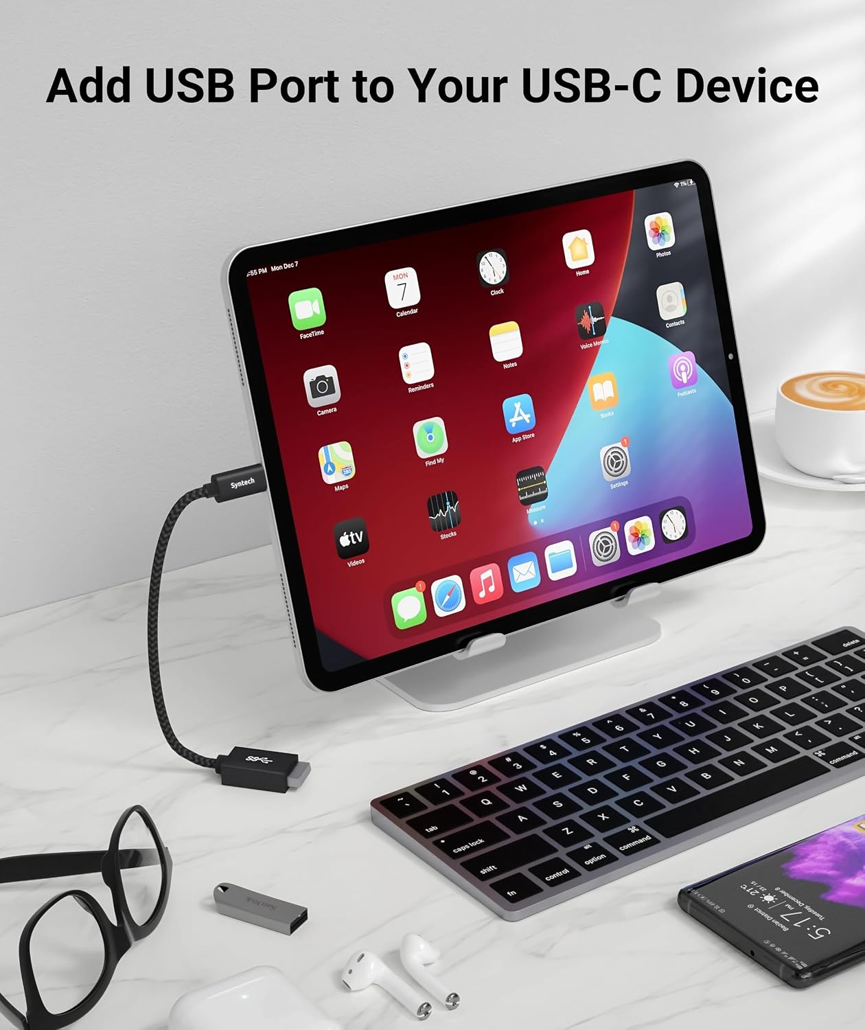 Detalle de Syntech lot de 2 adaptateurs USB-C vers USB 3.0 (10 Gbps) avec OTG, noir