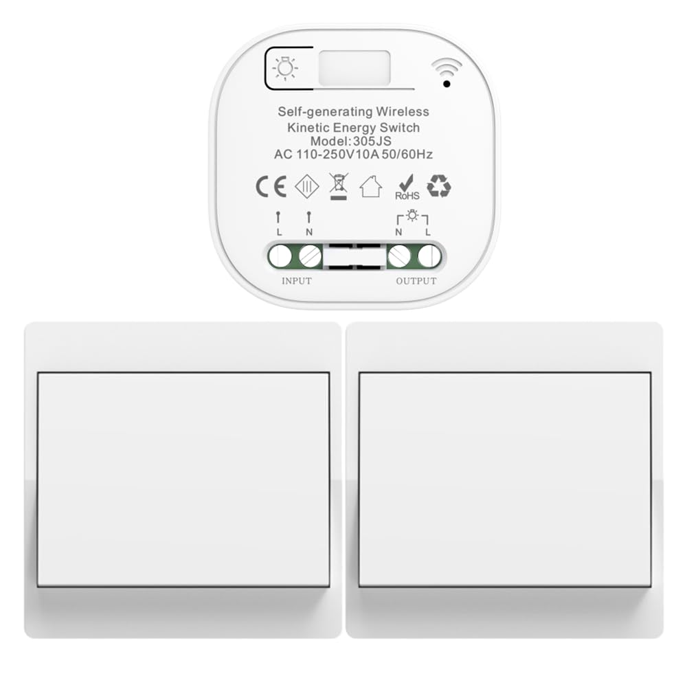 Cerhot Funk-Lichtschalter-Set 230 V (1-Kanal) ohne Batterie, 433 MHz Funk, EU-Aufputz/Unterputz-Schaltfeld
