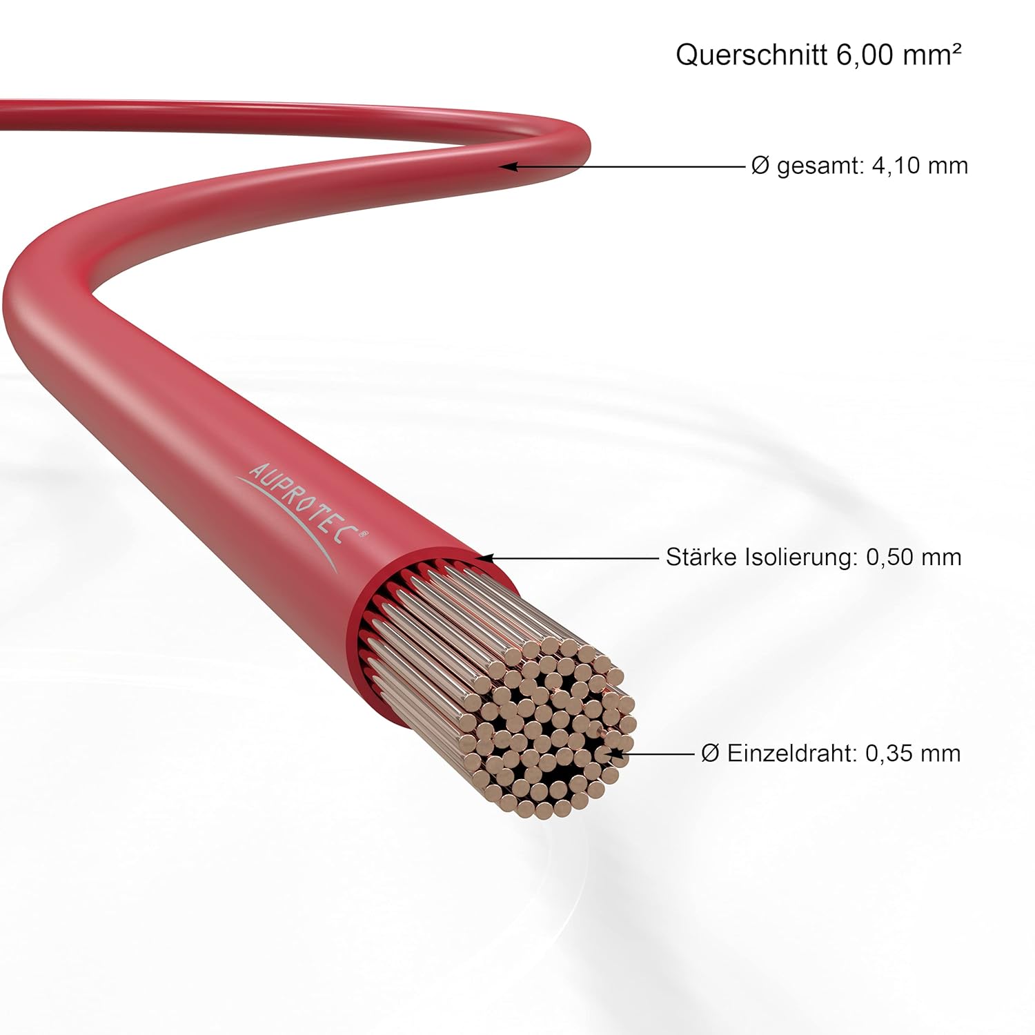 Detalle 2 de AUPROTEC câble unipolaire FLRY-B 6,0 mm² rouge en anneau (5 m)
