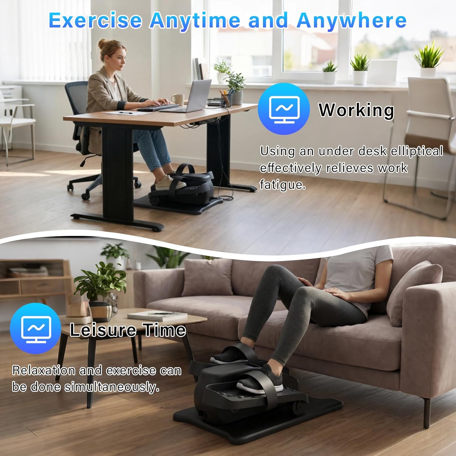 Thumbnail 1 de TODO Mini Under Desk Elliptical Machine with Remote Control (12 Speed Levels)