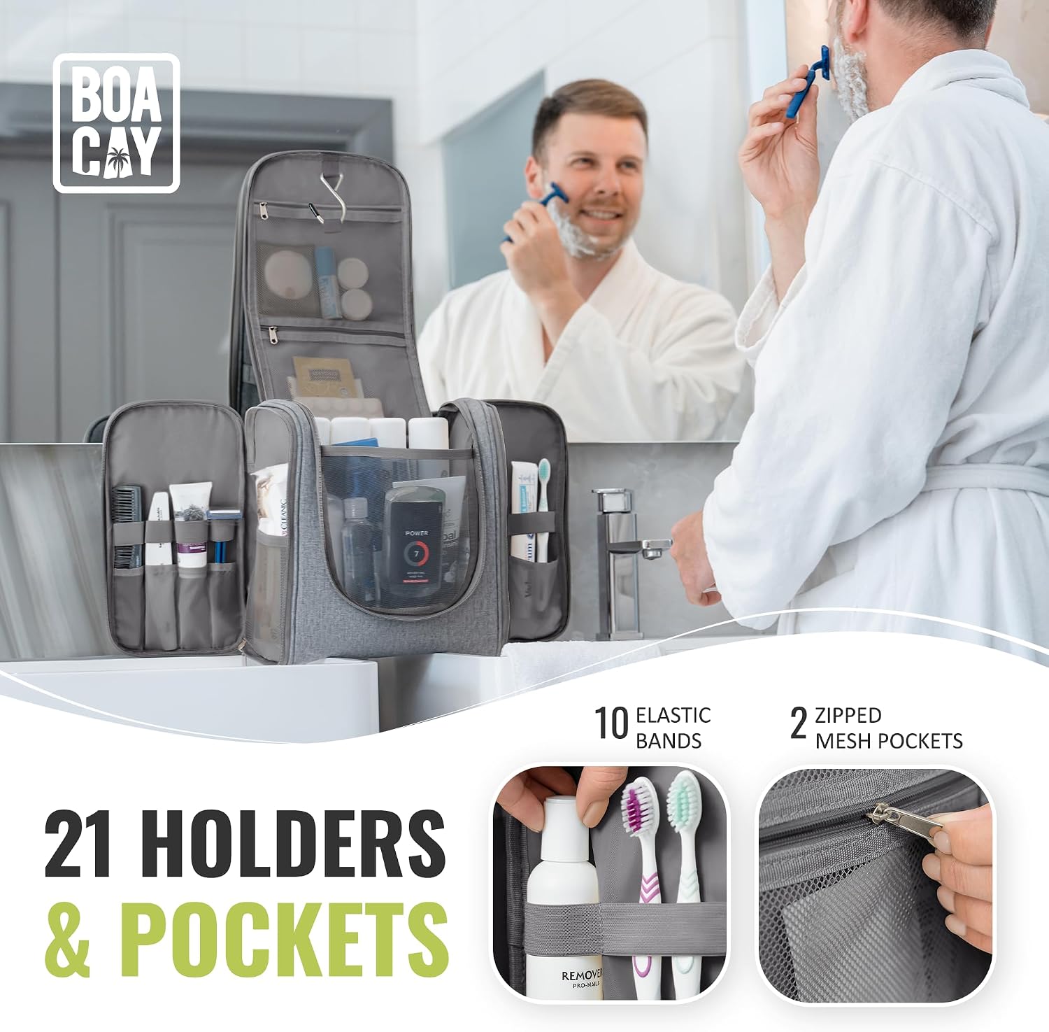 Detalle 2 de BOACAY Hanging Toiletry Bag 29.5 × 15.2 × 29 cm