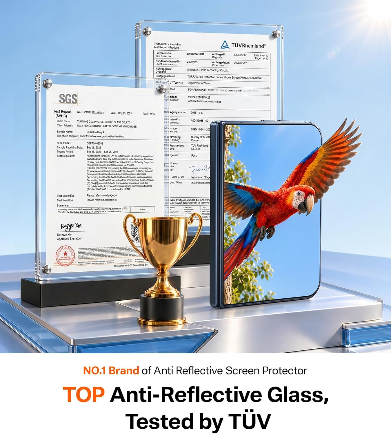 Detalle de TORRAS Sunview AR Ultra for iPhone Duo Screen Protector, 2-Pack Anti-Reflective Glass