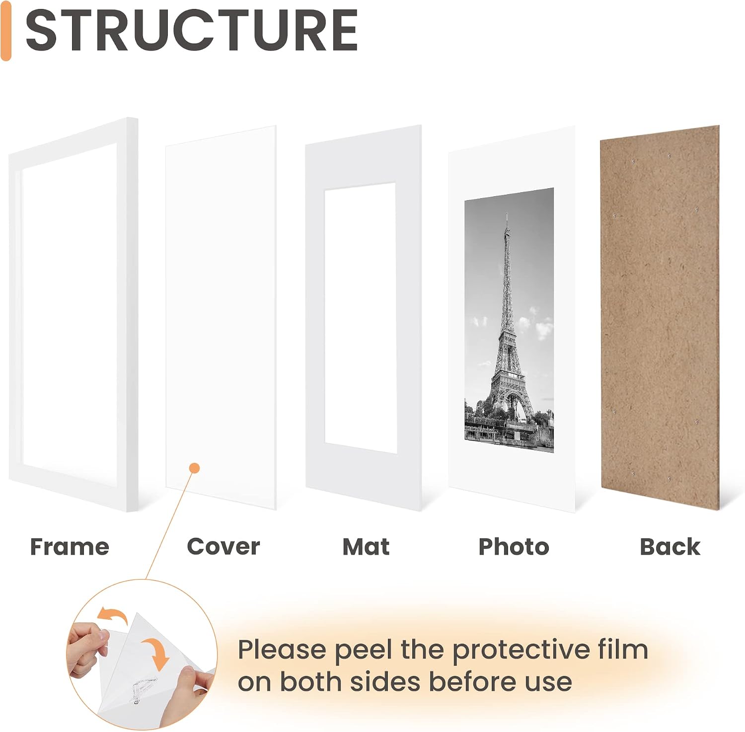Thumbnail 2 de upsimples 16x20 Picture Frames Set of 5, White Aluminum Frames with Mat