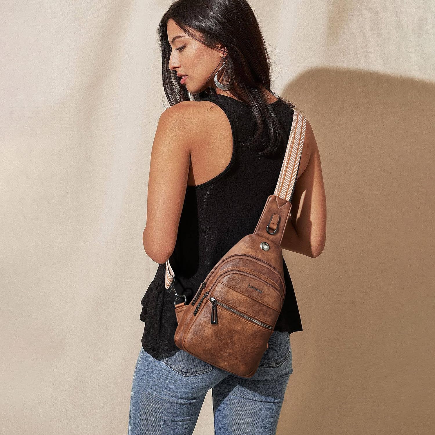 Thumbnail 2 de LATMAP Sling Bag for Women and Men – Leather Small Crossbody with Water-Resistant PU Finish