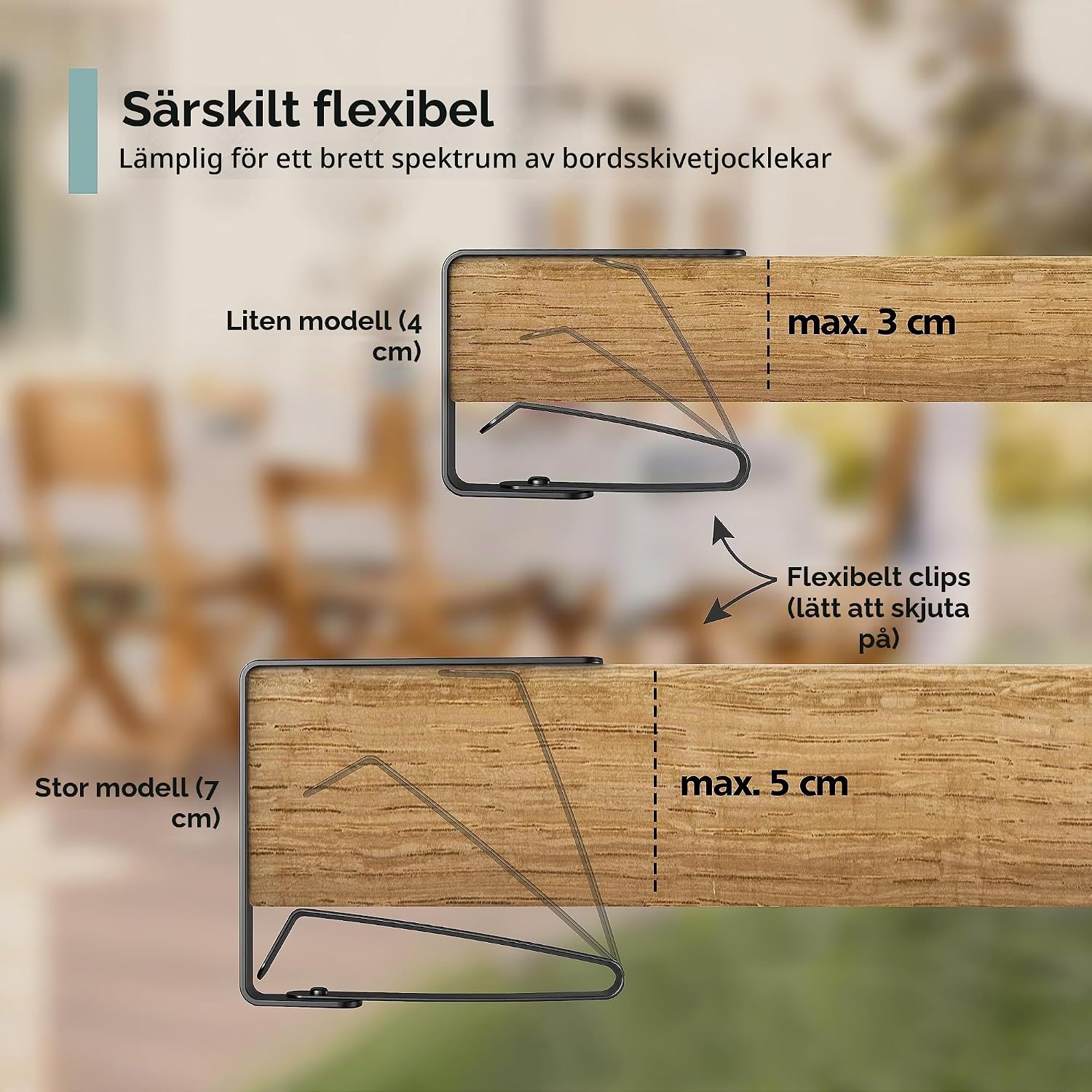 Thumbnail 1 de Virea bordsduksklämmor, 4-pack i svart rostfritt stål för bord upp till 5 cm