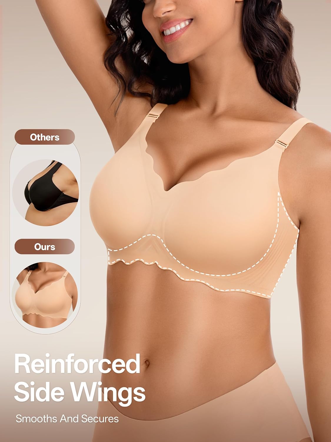 Detalle de Angelhood Jelly Bras, 3-Pack Seamless Wireless T-Shirt Bras