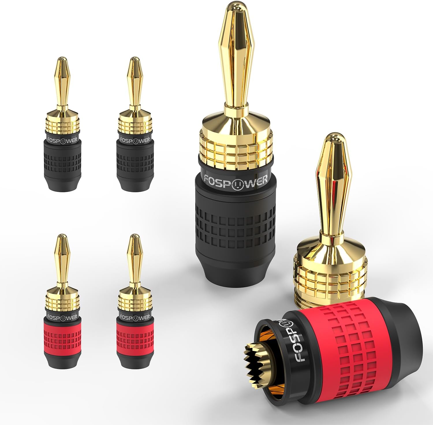 Thumbnail 6 de FosPower Banana Plugs 12 Pairs / 24 pcs — Closed Screw, 24K Gold Plated