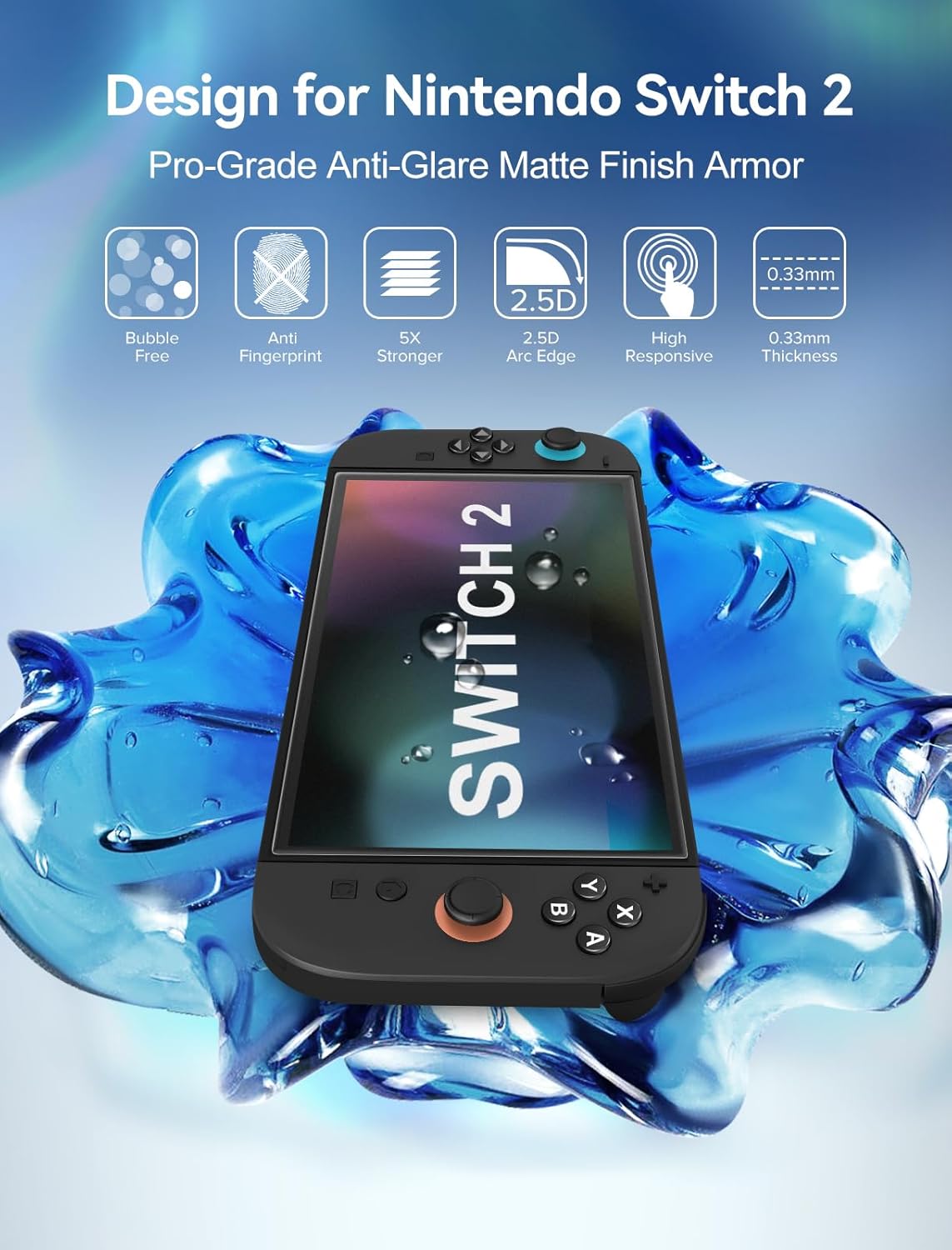 Thumbnail 1 de iVoler Opaco Pellicola Vetro Temprenato Compatibile con Nintendo Switch 2 Model 2025 – 2 pezzi con kit installazione