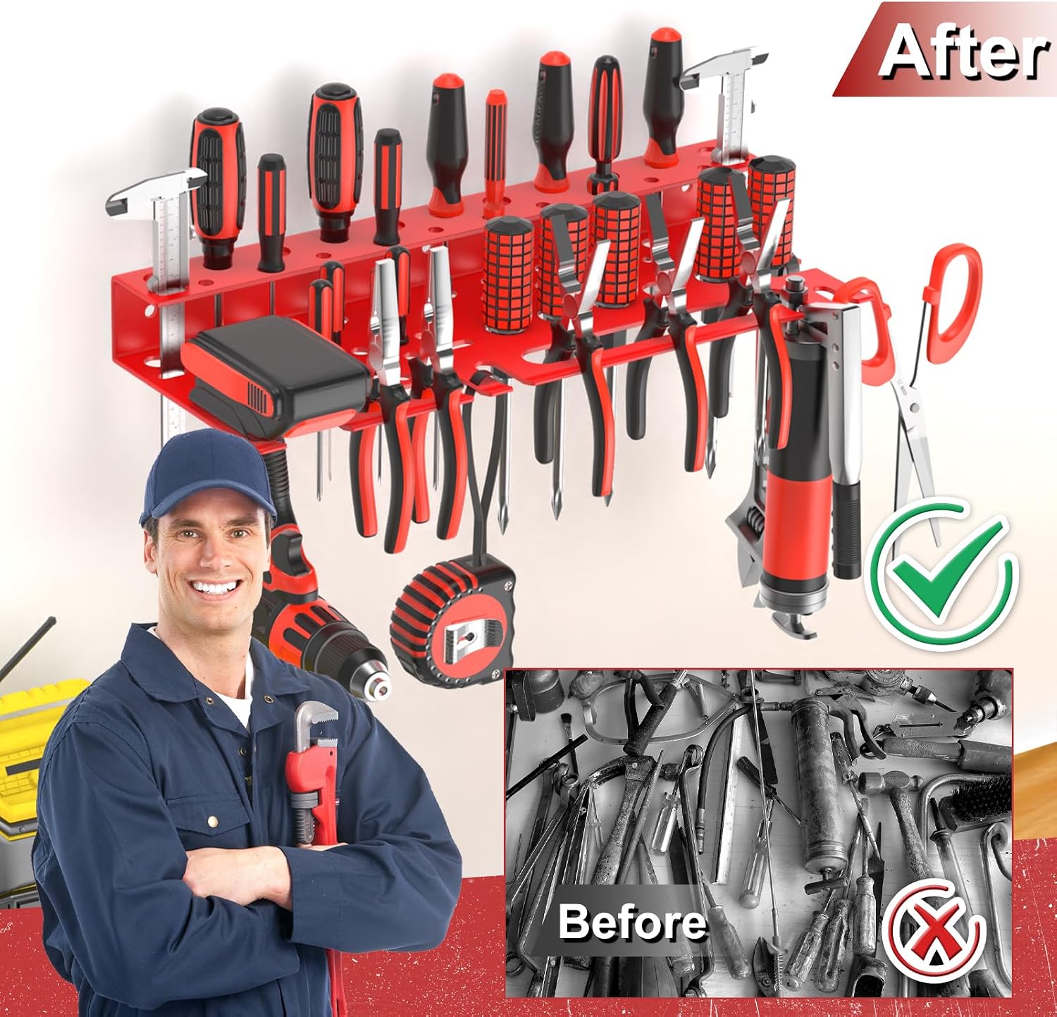 Thumbnail 3 de VeyFolzin.st Large Wall Tool Organizer 12 Holders 🛠