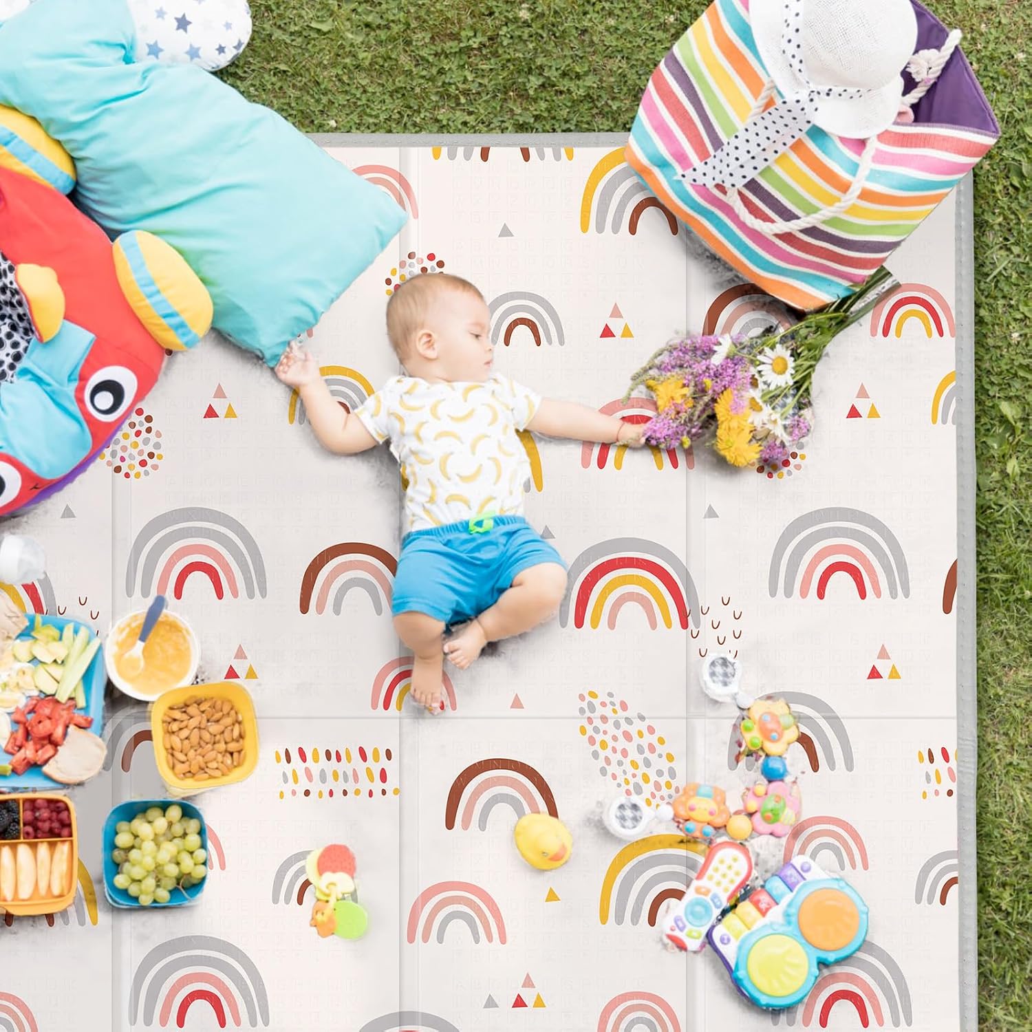 Detalle 2 de PIGLOG Extra-Large Baby Play Mat, 79" x 71", Reversible XPE Foam