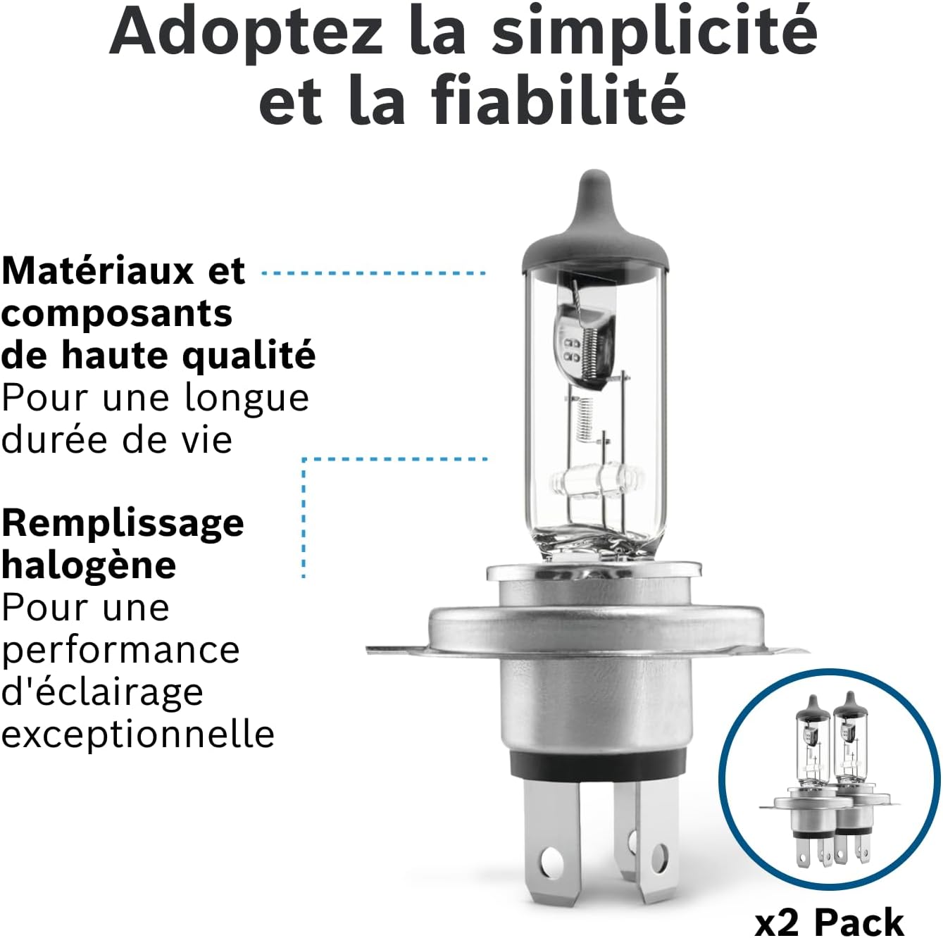 Thumbnail 4 de Bosch H4 Pure Light: Ampoules Halogènes H4 12 V 60/55 W – Pack de 2