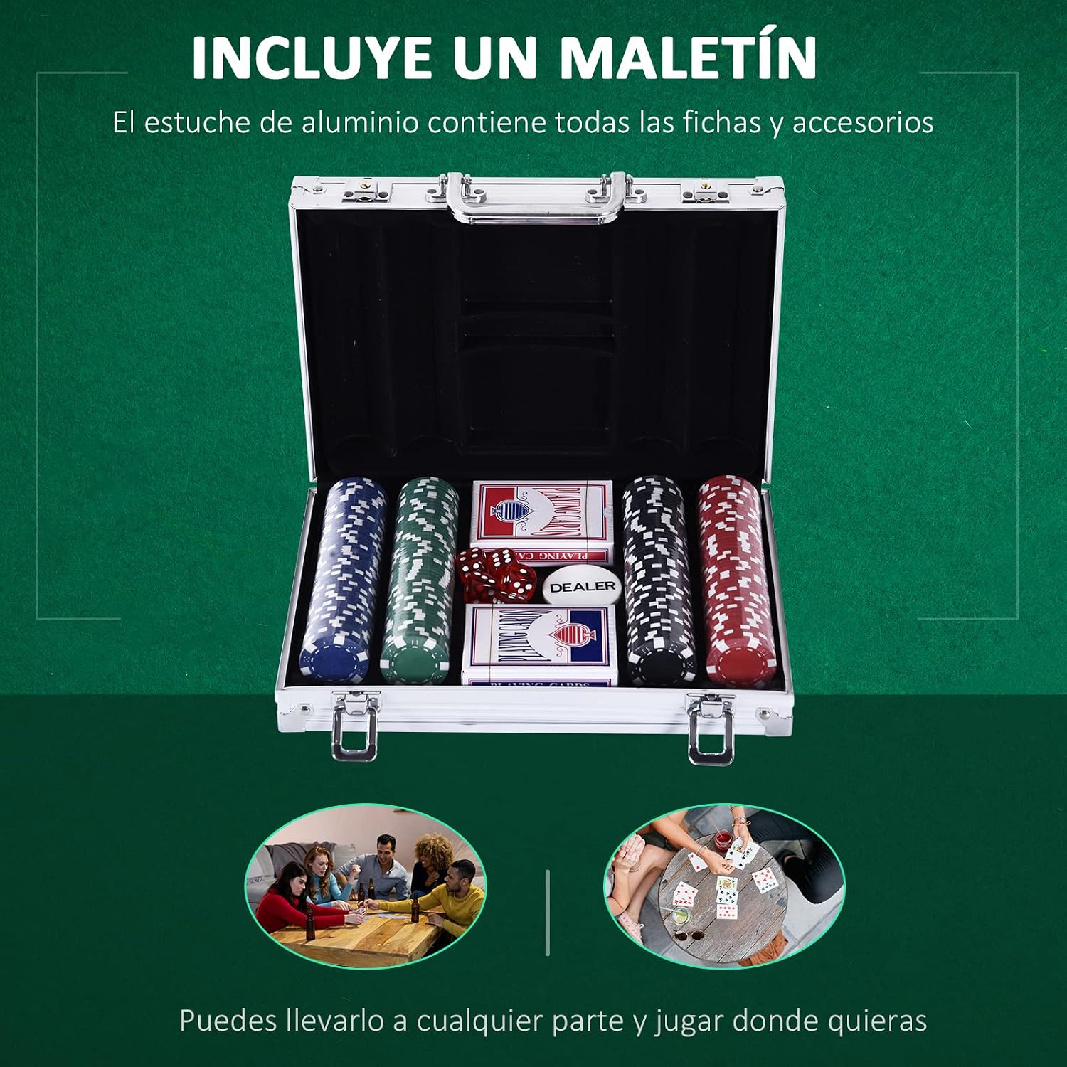 Thumbnail 3 de HOMCOM Maletín de Poker de Aluminio 200 Fichas