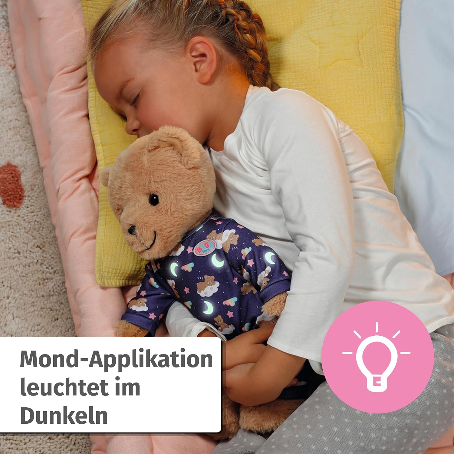 Thumbnail 2 de Baby Born Teddy Schlafanzug (43 cm) – leuchtet im Dunkeln, Mond-Applikationen