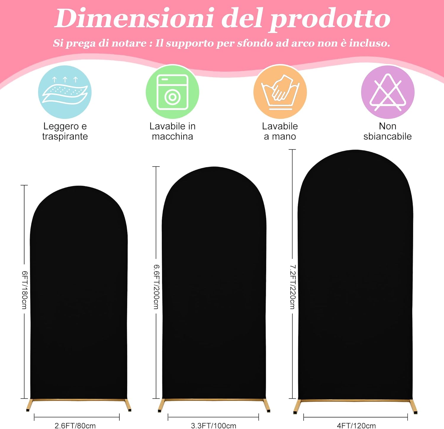 Detalle de SUKAIKEQA Copertura per arco nuziale in tessuto elasticizzato (Nero) – Copertura per sfondo ad arco