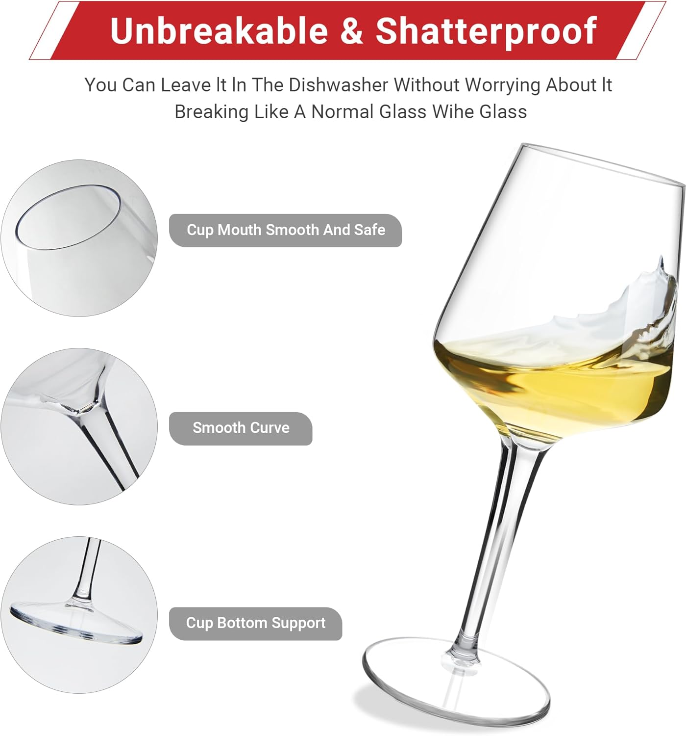 Thumbnail 2 de HAHASHOW Copas de Vino Tinto Irrompibles para Fiestas 🍷