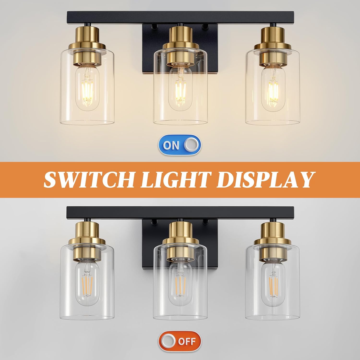 Thumbnail 5 de DIKAIDA 3-Light Bathroom Vanity Light 17.52-Inch