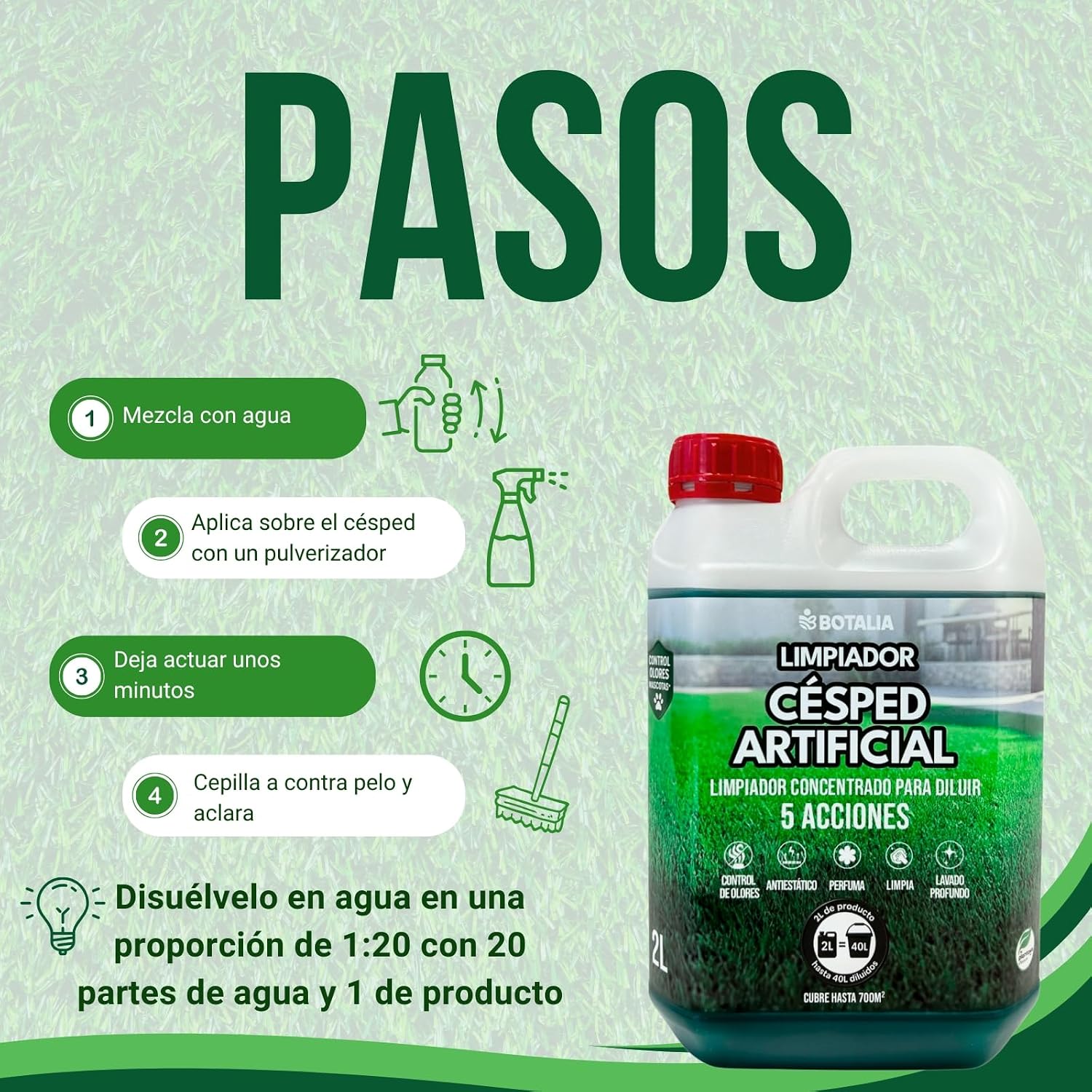 Thumbnail 6 de PLANTAWA Higienizador Concentrado 2L para Césped Artificial: limpieza enzimática 3 acciones