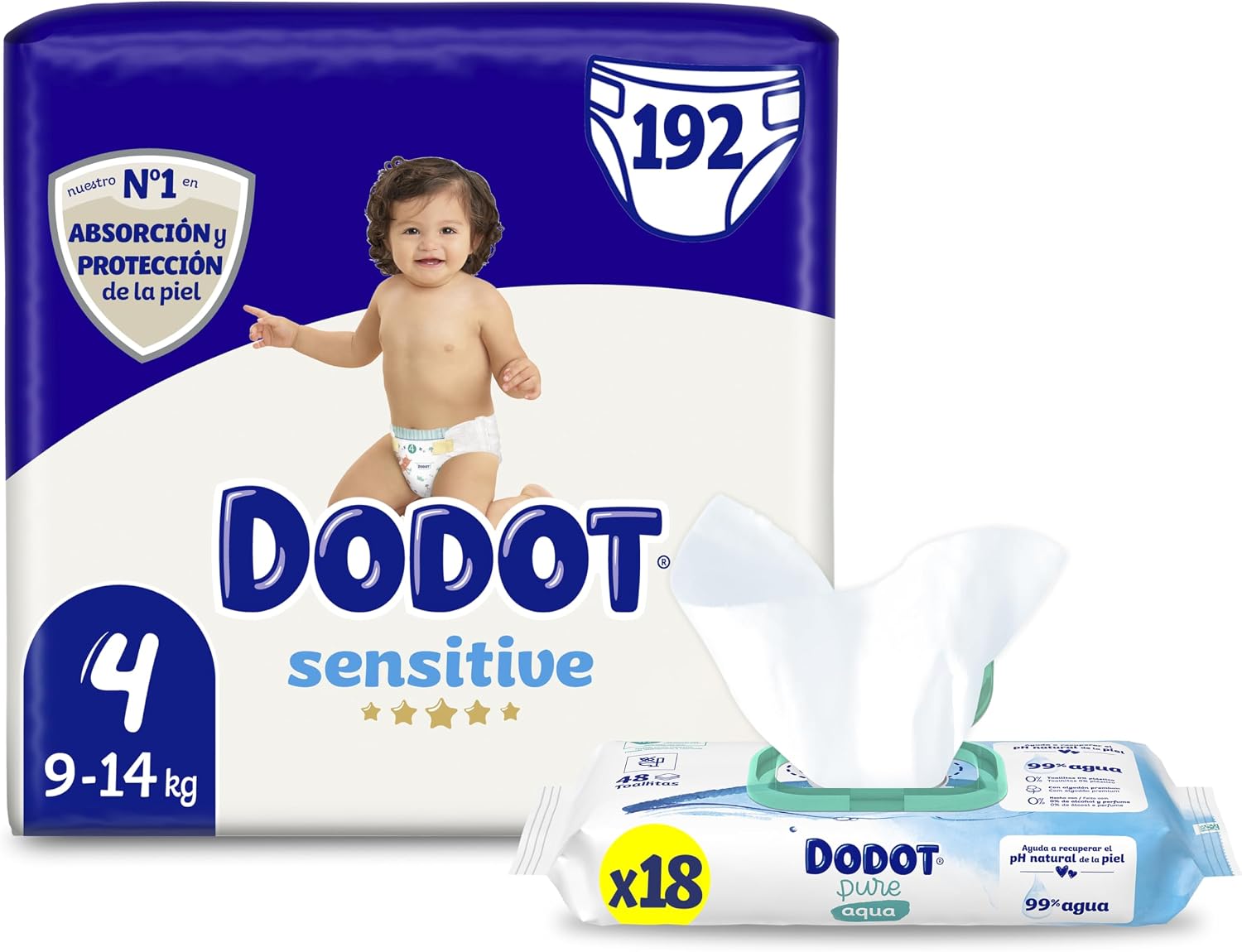 Detalle de Dodot Pañales Sensitive Talla 4, 192 unidades