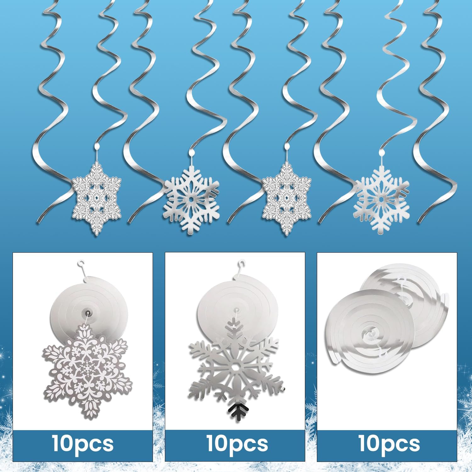 Thumbnail 1 de MVP DEC SWIRL SNOWFLAKE HANGIG: Deko-Spiralen mit Schneeflocken-Anhängern (30-teilig)