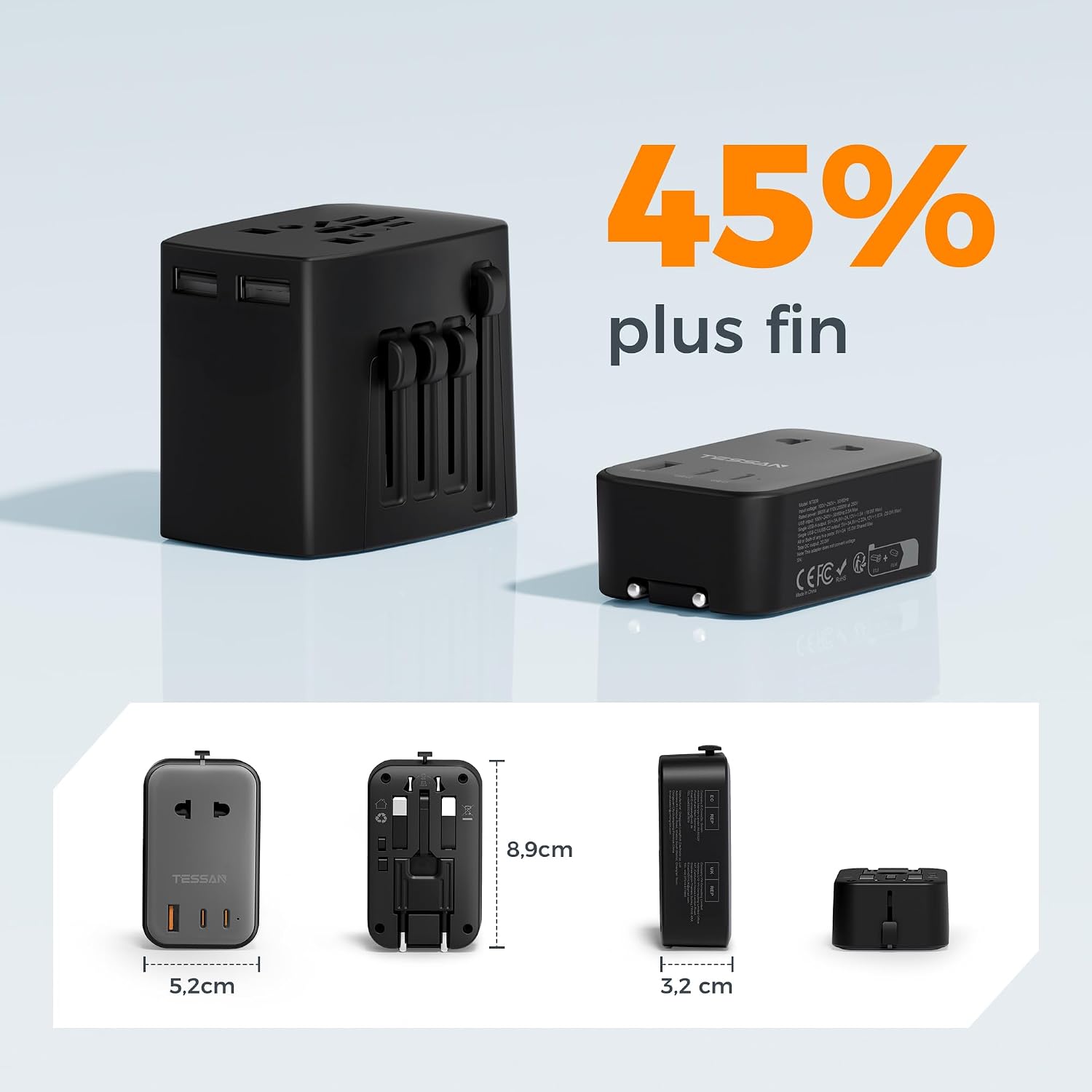 Detalle 1 de TESSAN Adaptateur universel 20W PD voyage