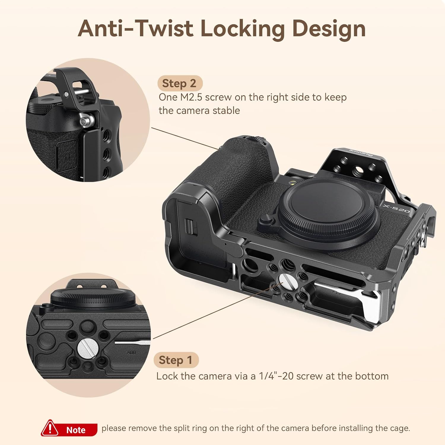 Detalle 1 de SMALLRIG 4230 camerakooi voor FUJIFILM X-S20 met Arca-Swiss-plaat