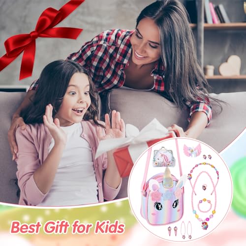Detalle 2 de Yamitora Einhorn-Handtasche & Schmuck Set für Mädchen – Verspieltes Einhorn-Geschenk für 2–6 Jahre