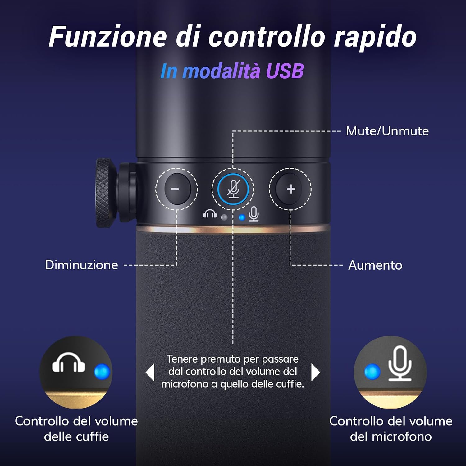Detalle 1 de TONOR TD520S microfono gaming USB/XLR 200cm