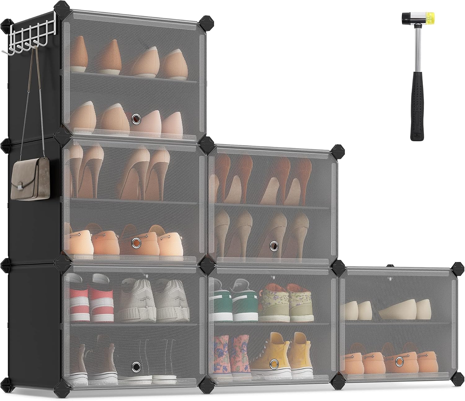Detalle de SONGMICS Damion Collection LPC033B01 Interlocking Shoe Rack, 6 Doors, Black