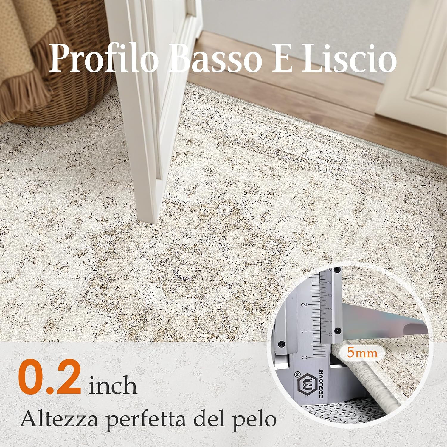 Detalle de PureCozy Tappeto vintage 200x300 antiscivolo