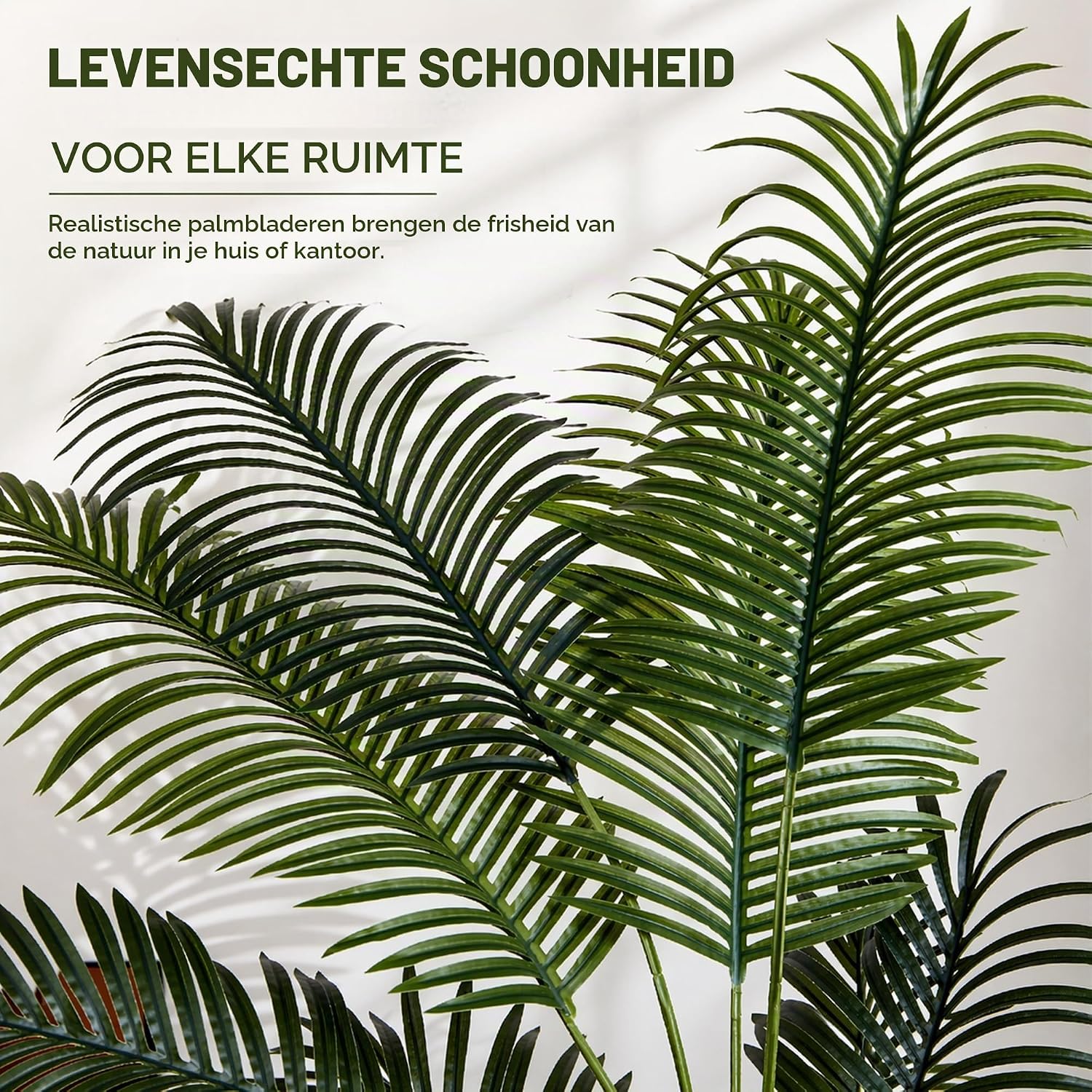 Thumbnail 3 de ZKIODV FP-180 kunstpalm van 180 cm met 13 bladeren en witte pot