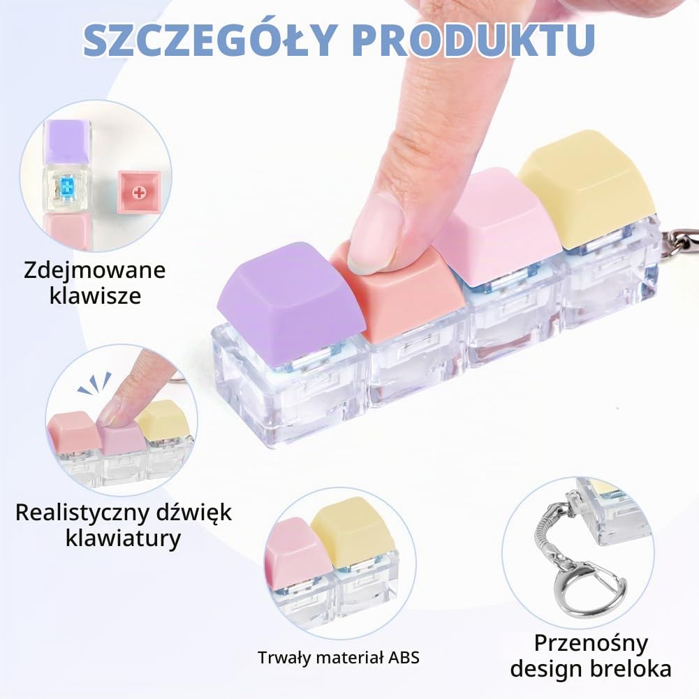 Detalle de AUAUY 5702741 – brelok antystresowy, mini klawiatura z 4 przyciskami, 2 sztuki