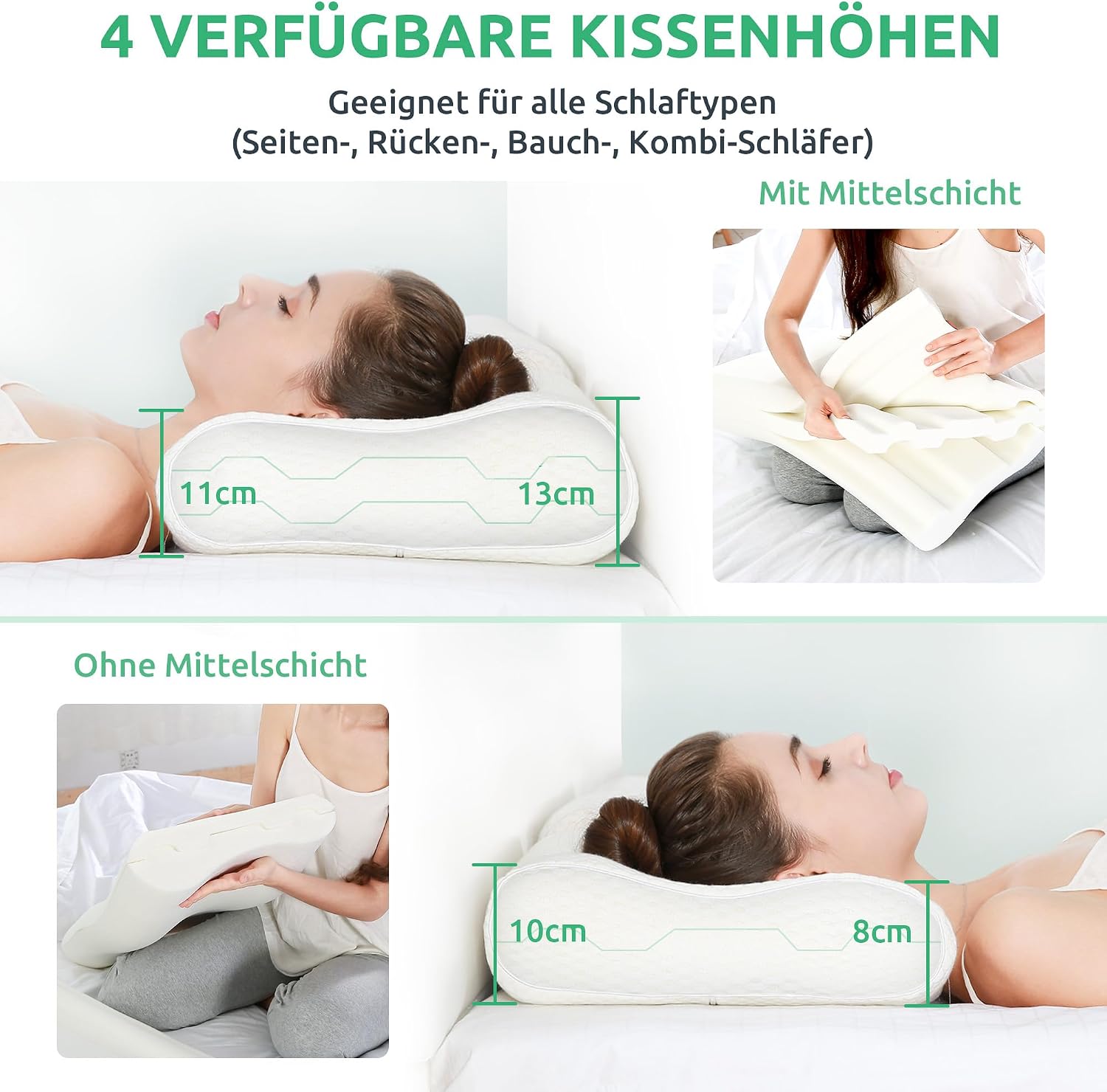 Detalle de UTTU Memory Foam Kissen 60x36x13/11cm