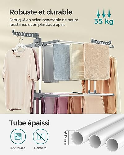 Detalle de SONGMICS Étendoir Linge Interieur Exterieur – Séchoir Mobile à 4 Niveaux