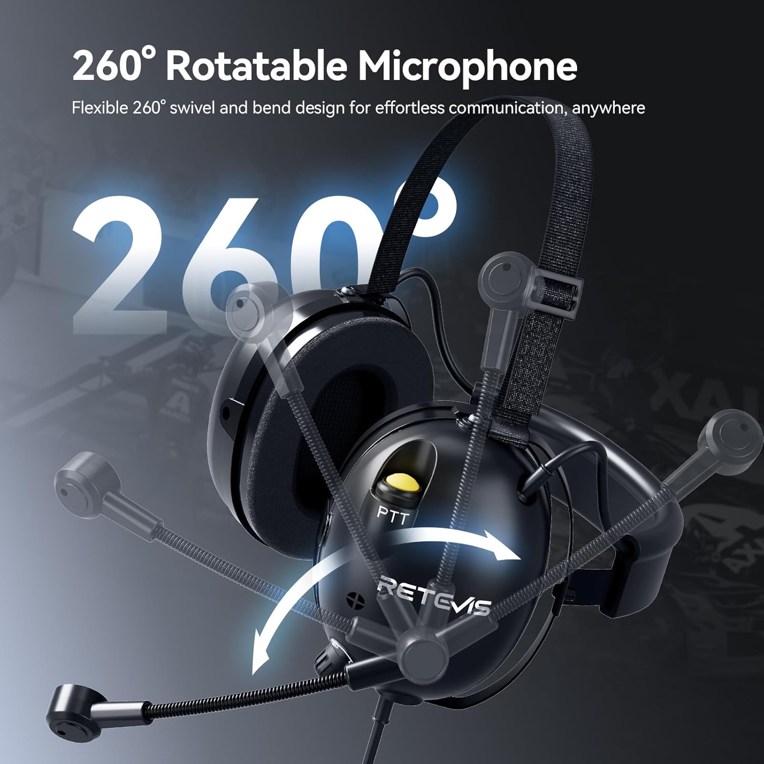 Thumbnail 6 de Retevis ANC Behind-the-Head Walkie Talkie Headset with Microphone for H777/RT68 RT22 RT21 RT86 Series