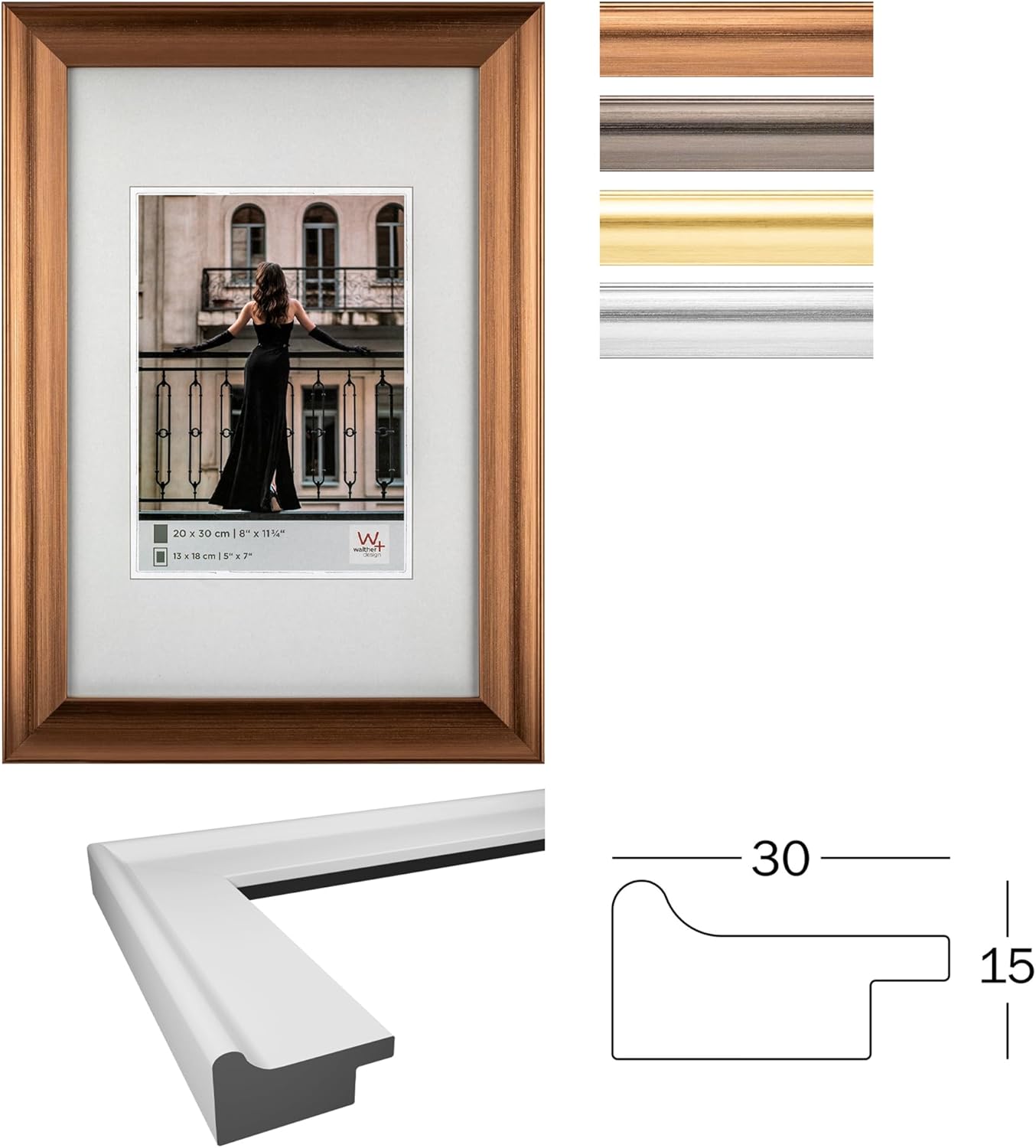 Thumbnail 1 de Walther Design JL520G Venice Cadre Photo Doré 15 x 20 cm