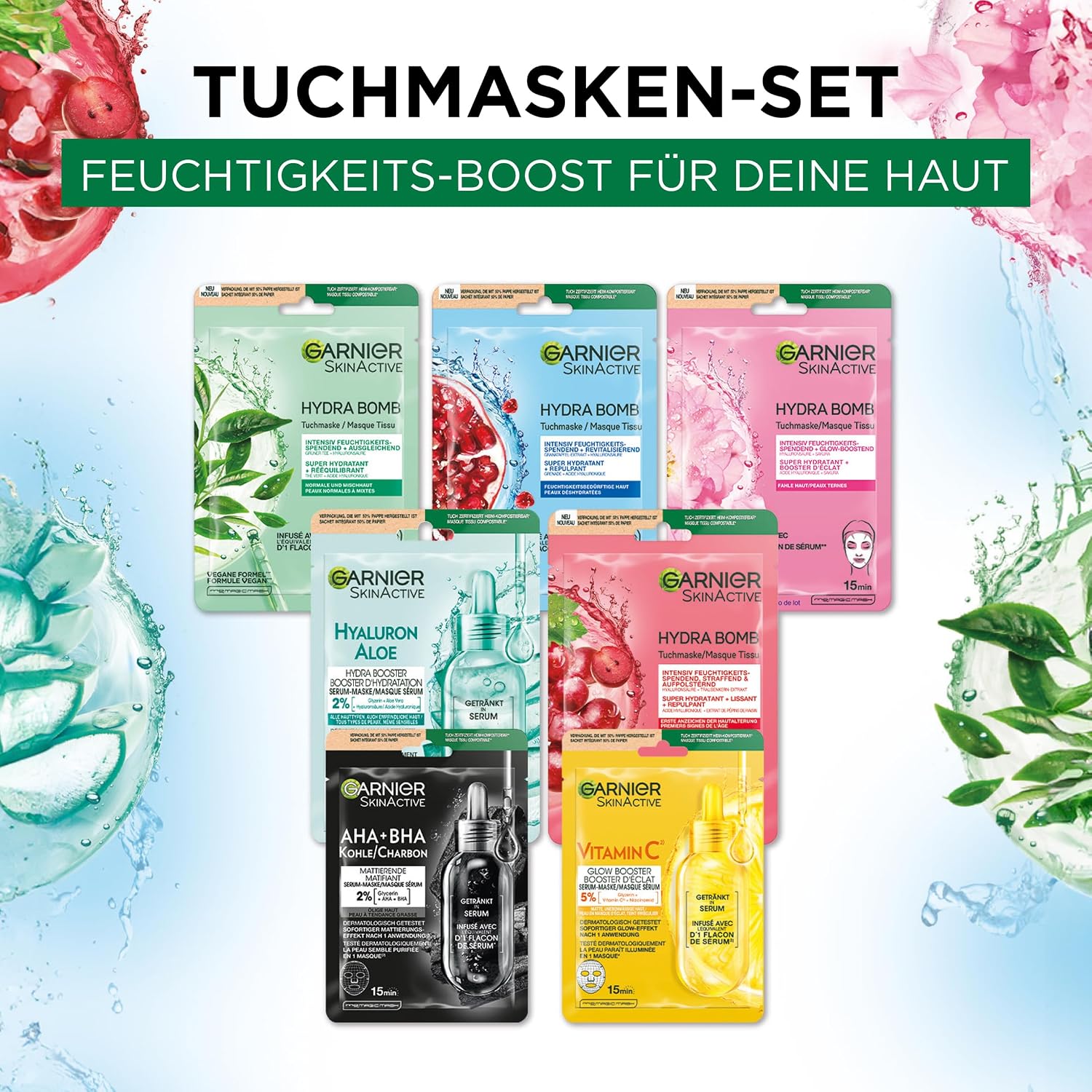 Thumbnail 4 de Garnier Tuchmasken Set 7×28 g Gesichtsmasken