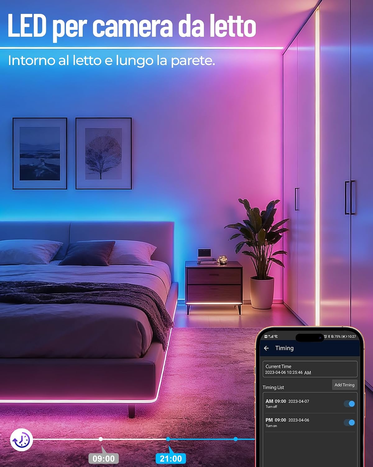 Thumbnail 2 de Beaeet Striscia LED 5 Metri 24V RGB – Striscia LED adesiva 5m con telecomando e App Bluetooth per camera e ambiente