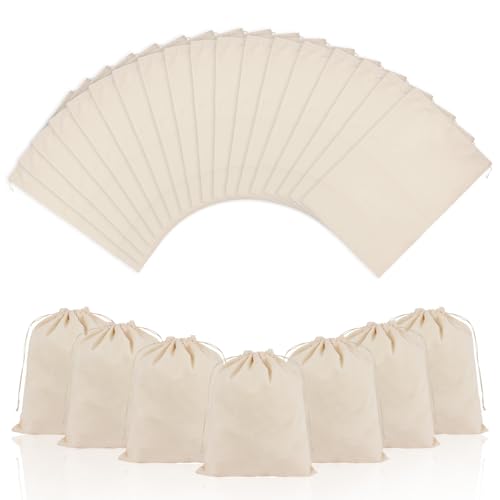 OFFCUP 25PCS Bolsas de Algodón con Cordón 15x20 cm – Set de Bolsitas Reutilizables para Regalos, Cosméticos y Joyas