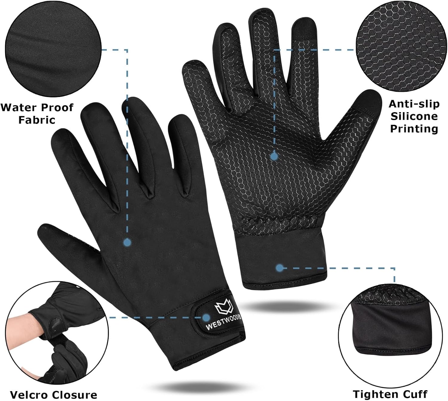 Detalle 2 de WESTWOOD FOX Small Thermal Cycling Gloves with Touchscreen Fingers and Grip