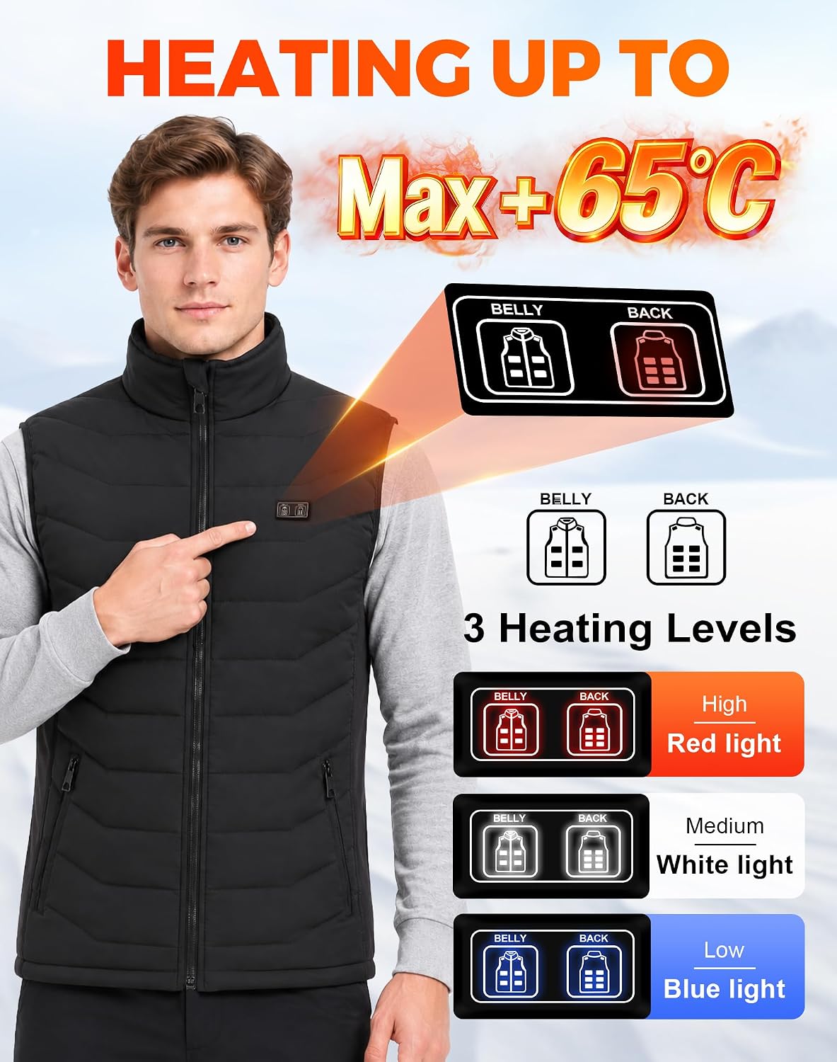 Thumbnail 3 de CKARTIC Men's Heated Vest, 15 Heating Zones, 3 Heat Levels