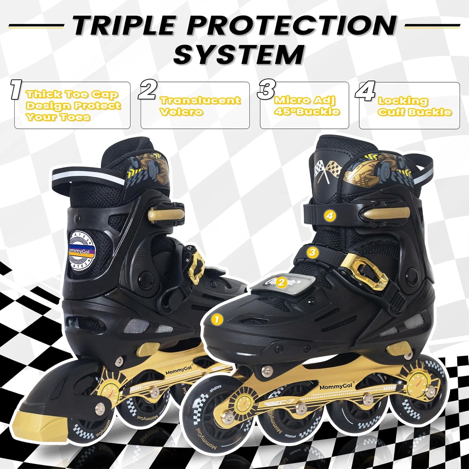 Thumbnail 4 de MammyGol Inline Skates for Kids (Ages 6–12) — Adjustable Roller Skates with PU Flashing Wheels and ABEC-7 Bearings