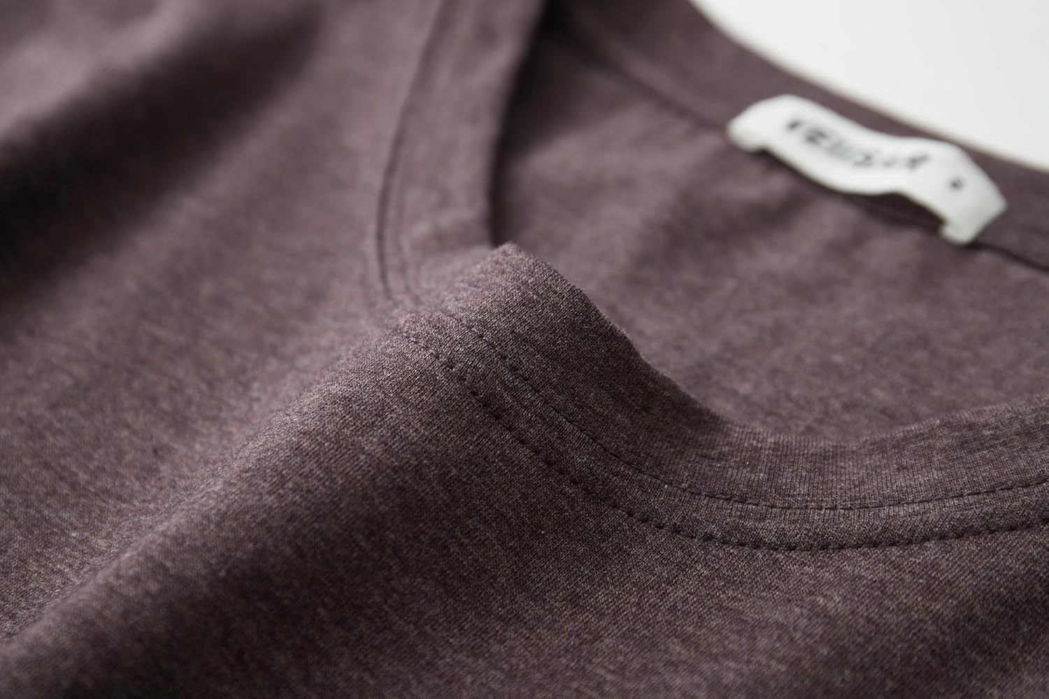 Detalle de VEIISAR Herren T-Shirt aus 200g Baumwolle – Slim-Fit Unterzieh-Shirt mit Dehnung, Weiß/Melange