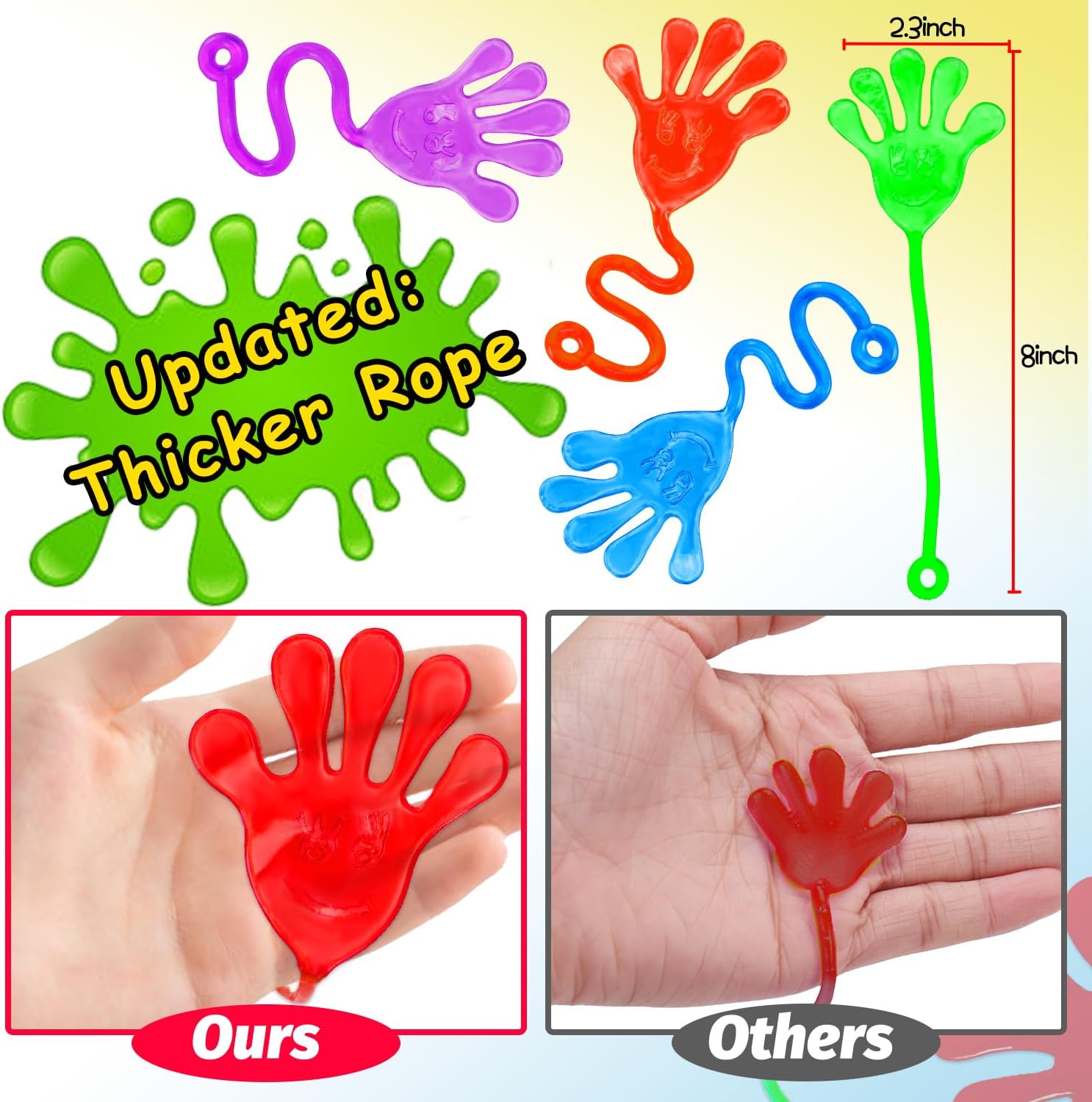 Thumbnail 1 de Thremhoo Sticky Hands Toys, 40-Pack Rubber Party Favours in Assorted Colours