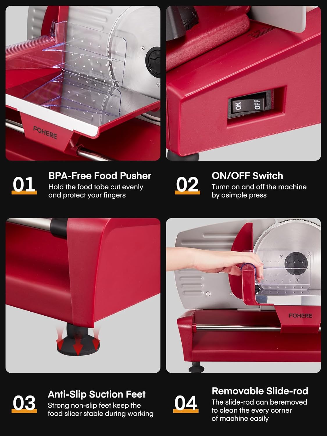 Detalle 1 de FOHERE 5191M23D elektrisk skärmaskin, 250 W, rostfritt stål, 0–15 mm