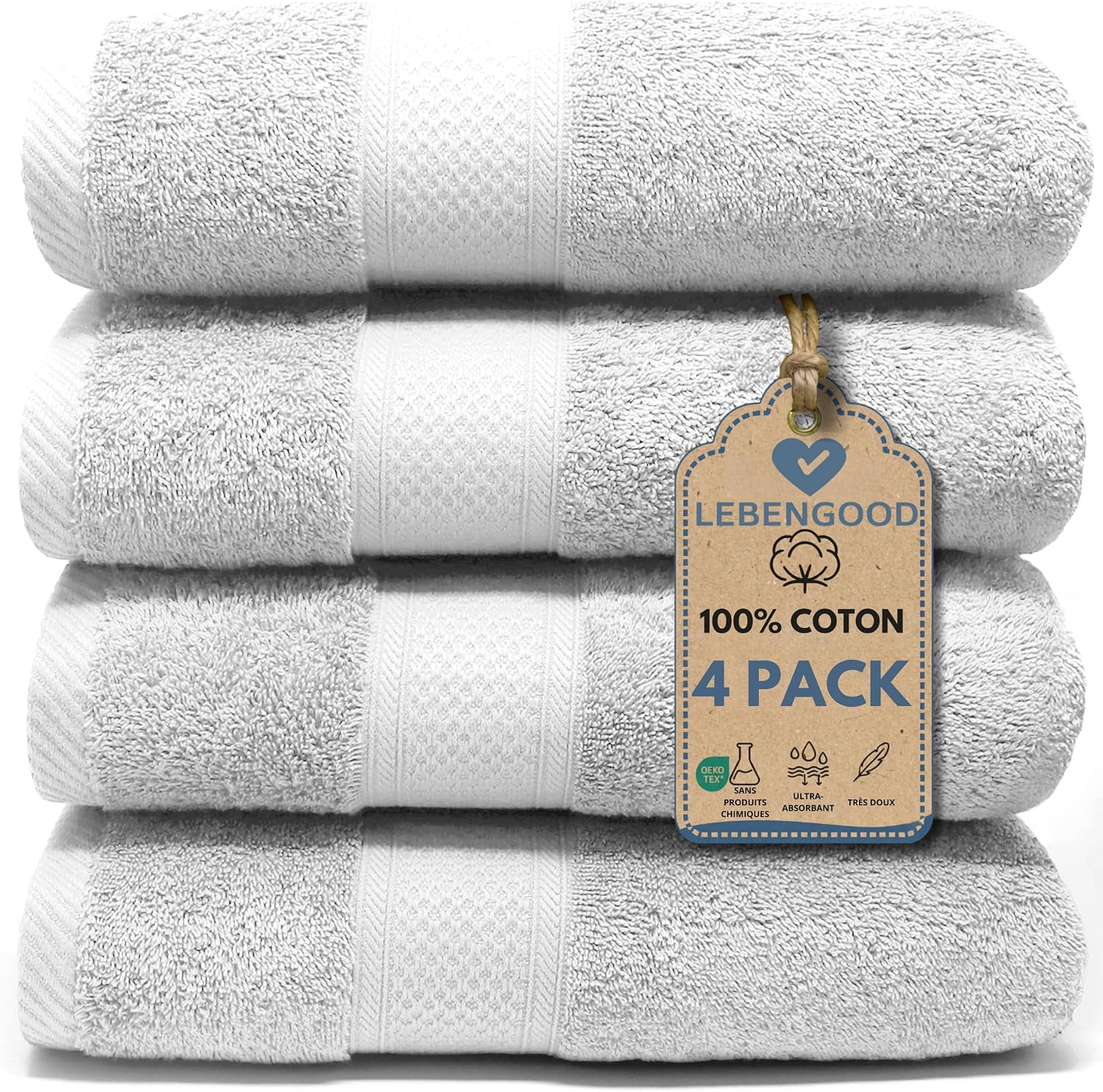 Detalle de LEBENGOOD Serviette de Bain 550Gsm lot 4