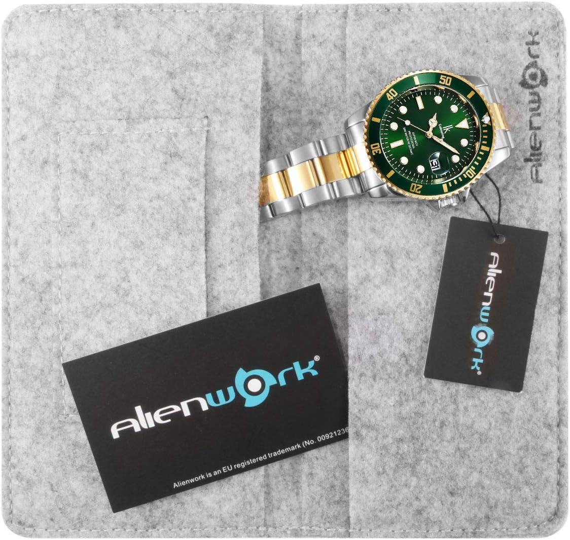 Thumbnail 5 de Alienwork IK Orologio Calendario Cinturino in Metallo
