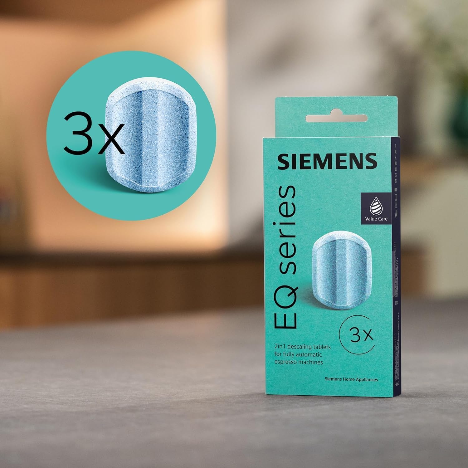 Detalle de Siemens Entkalkungstabletten, 3 Stück – kompatibel mit EQ-Reihe und Einbauvollautomaten