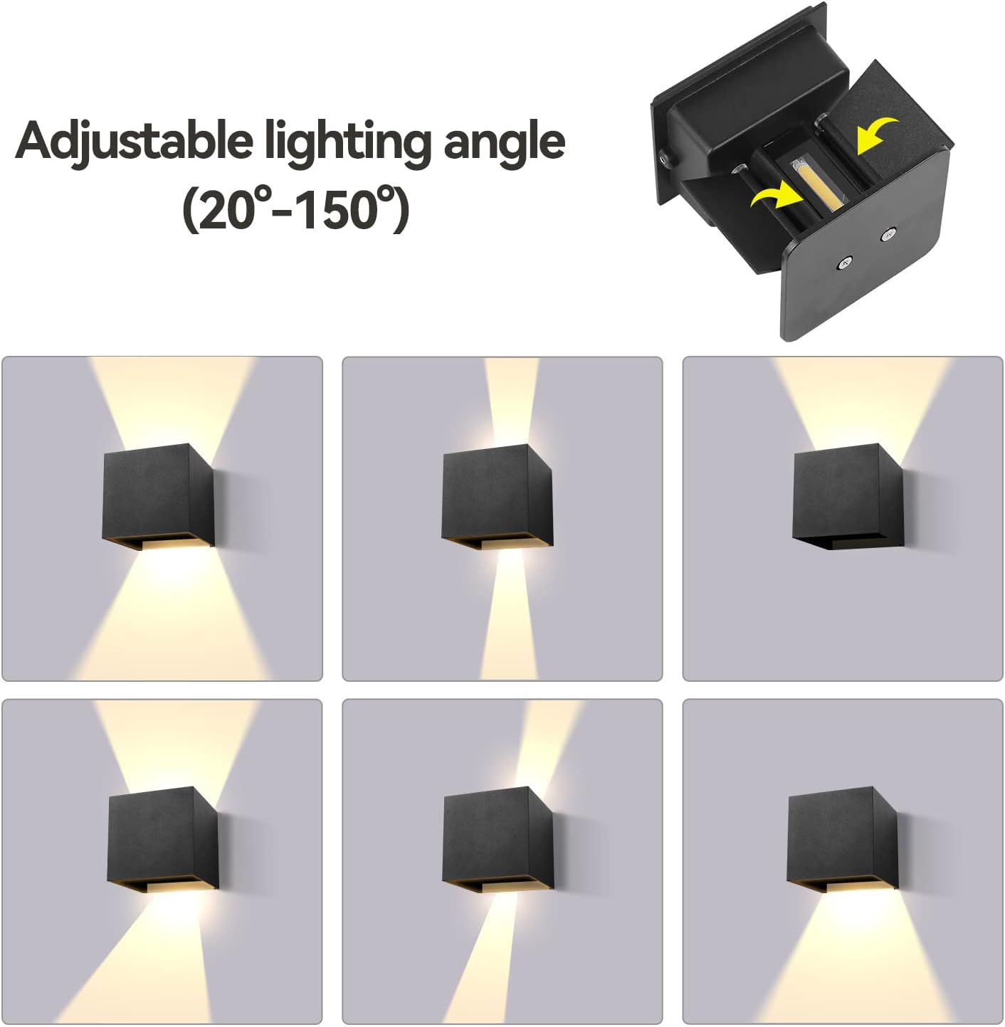 Detalle de CANMEIJIA Aplique Pared Exterior 12W IP65 🌟 Luz Cálida 3000K