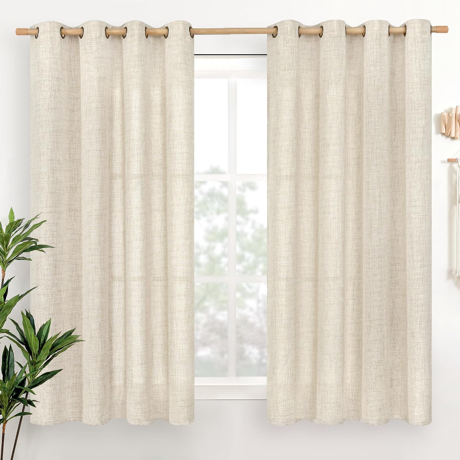 Detalle de YoungsTex Linen-Blend Curtains, 52 x 54 Inches